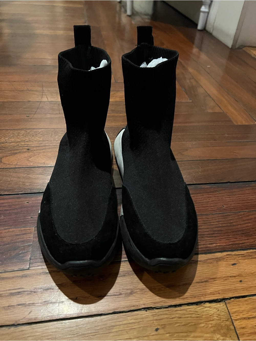 Zara Black Sock-Style Platform Sneakers